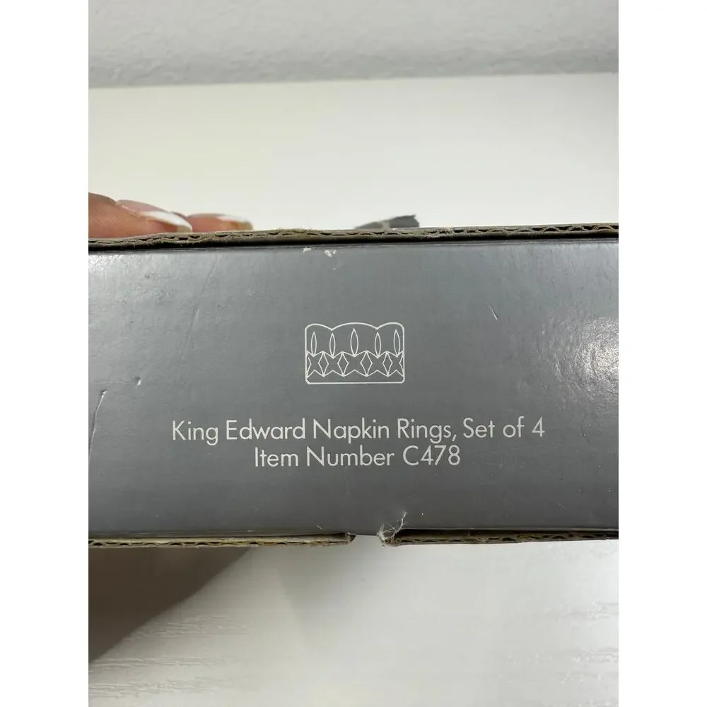 Gorham King Edward Full Lead Crystal Napkin Rings Set of 4 West Germany C478